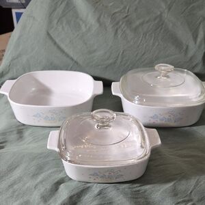 Elegant White Floral Cookware Set with Glass Lids